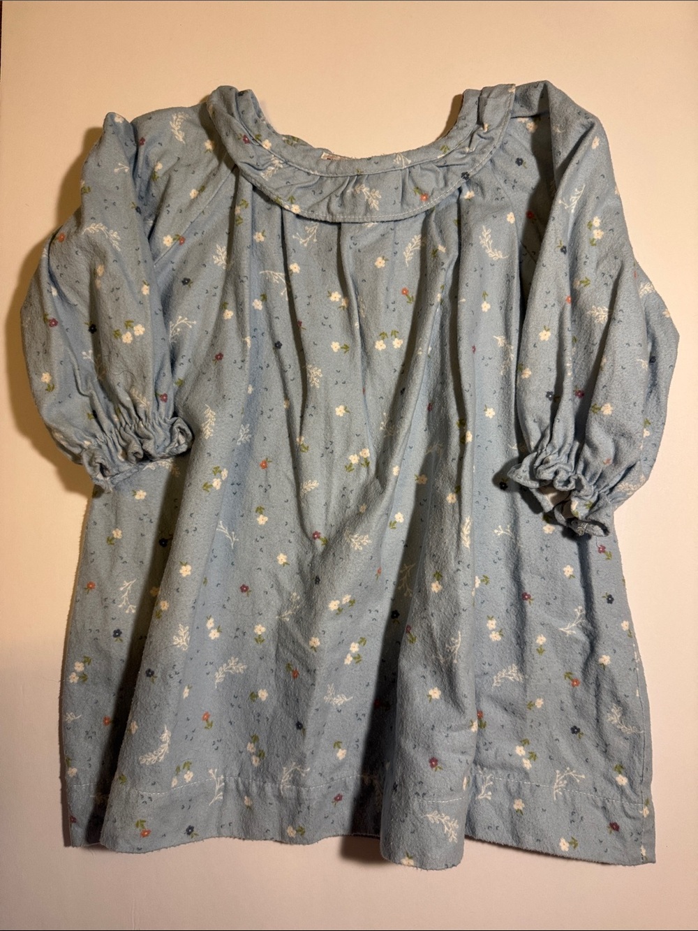 Pippers Light Blue Floral Flannel Dress - 12 months